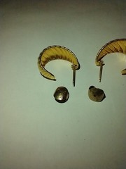 Vintage Ribbed Half Hoop Pierced Earrings Clasp Stamped 9c