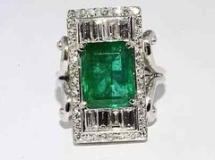 Vintage Style 6 Ct Green Emerald Cut Diamond Engagement 14K White Gold FN Ring