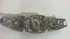 Vtg-Silvertone (SOME FAUX PEARLS) Decorative Link Bracelet 6 1/2-7 in SEE DESCR.