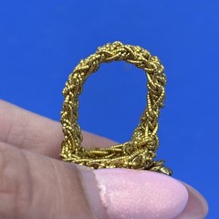 Vintage Red White Blue Rhinestone Stretch Ring Patriotic Flower Dome Gold Tone