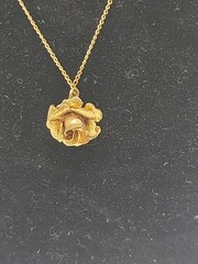 Necklace in 12 Kt gold fill rose pendant. 18 in chain. Vintage. 9 in drop