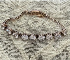 Antique Georgian 10k Gold Bracelet With White Sapphires 6.5 Inches