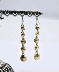 Crystal Gold Tone Pierced ROUND Dangle Runway Earrings 2.25 in Vintage #T
