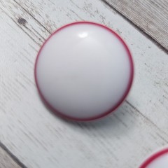 Vintage Stud Earrings For Pierced Ears Slightly Domed White with Red
