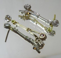 Art Deco 18 karat Gold and Old cut Diamond Earrings