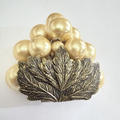 Faux Pearl Copper Toned Grape Cluster Fur Clip Miriam Haskell Style