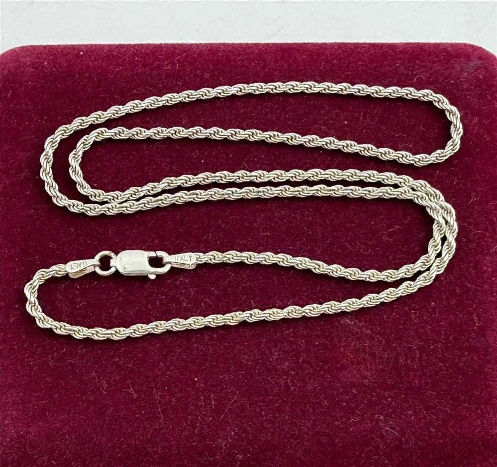 925 Sterling Silver Italy 2MM Rope Chain Necklace 18″