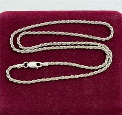 925 Sterling Silver Italy 2MM Rope Chain Necklace 18″