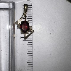 Vintage Estate Long Drop Charm Gold Tone Red Rhinestone