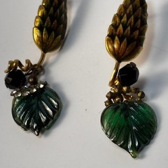 Vintage Earrings Floral Leaves Intricate