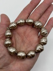 Vintage Roman Bracelet Extra-Large Faux Champagne Baroque Pearls Stretch, Signed