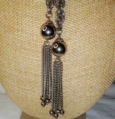 Vintage 1960’s Lariat Tassel Necklace Silvertone Heavy Rope Chain Unsigned Monet