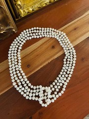 Vintage 102” Knotted Freshwater Pearl Endless Necklace Long Rope Flapper Opera