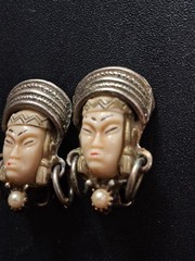 Vintage Selro Selini Asian Princess Face Earrings
