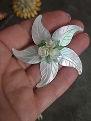 Vintage Brooch Pin Lot Of 10 Mixed Materials Unique