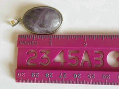 VTG~PURPLE PENDANT Oval Cabochon SUGILITE? MOSS AGATE? White Gold Plated 1.25″+