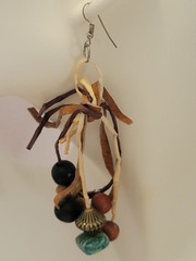 Vtg Boho Dangle Earrings Mixed Beaded Leather Wood Metal Stone Fashion Jewelry