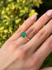 Art Deco Antique 3.60 Ct Natural Emerald Vintage Wedding Ring 14K Yellow Gold FN