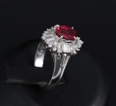 Fine 1.22ct GIA Certified Ruby & 0.54ct Diamond Platinum Ring, Size 4.75