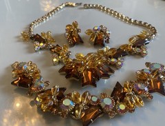 Vtg Juliana Arrow Head Dangle Bead Rhinestone Necklace Bracelet Earring Set Paru