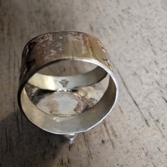VINTAGE RING Jay King Desert Rose Sterling 2-Tone Turquoise Heart /Size 6 1/2