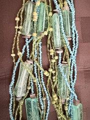 Vintage Multi-Strand Statement Necklace Teal Blue Green Chunky Lucite