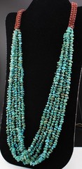 😍SZ Sally C 6 Strand Turquoise Nugget Layered Waterfall Statement Necklace 30″