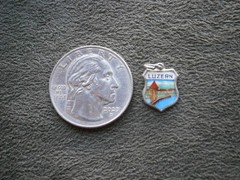 Lucerne Switzerland Vintage 800 Silver Enamel Travel Shield Bracelet Charm 1.1g