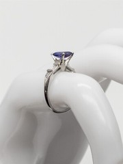 Estate $5000 Certified 1.50ct Blue Purple NO HEAT Sapphire Diamond Platinum Ring