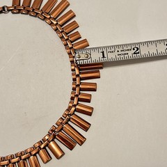 Vtg Renoir Copper Brutalist Fringe Collar Necklace Mid Century Modern MCM 15.5″