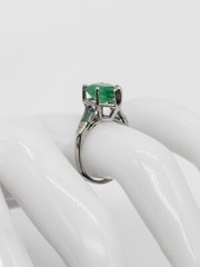 Vintage 1940s $7000 5.50ct Natural Pear Cut Emerald Alexandrite Platinum Ring