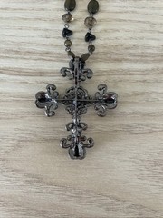 VTG VCLM Nordstrom Victorian Style Cross Necklace Rhinestone Crystal Goth Boho