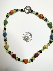 VTG 90s Ladybug Glass Choker Necklace 15” Silver Toggle Clasp Grunge Boho Kid