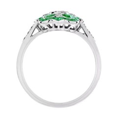 3Ct Art Deco Style Lab Created Diamond & Emerald Wedding 14k White Gold FN Ring