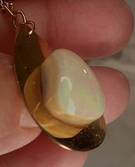 ** RARE Vintage M.KLOSE 1/20 12kt. G.F. Australian Opal Pendant & ER Set **