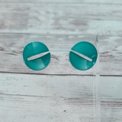 Vintage Stud Earrings For Pierced Ears Unusual Teal 7/8″
