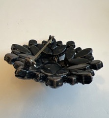Vintage Jet Black Rhinestone Domed Flower Brooch