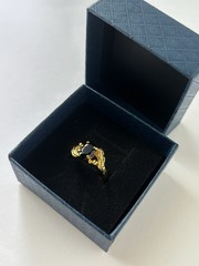 Vintage Black Cubic Zirconia Ring Gold Plated Womens Size 6.5