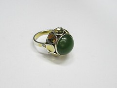 Vintage USSR sterling silver ring 875 star, nephritis, 7,81 gr, ring size 7.