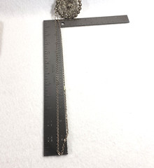 Vintage Silver Tone Filigree Pendant Necklace 26 in Curb Chain Retro Boho