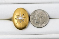 Late Victorian 19k & 12k Yellow Gold Diamond & Pearl Star Motif Ring Sz 5 B6831