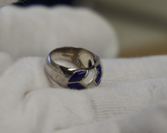 Vintage Sterling Inlaid Stone Ring 6.38 Grams Size 6 1/2