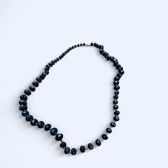 Stunning Vintage-Style Iridescent Peacock Blue Faceted Glass Rope Necklace