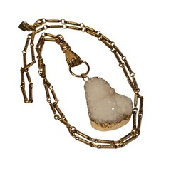 Designer John Wind Maximal Art Hand Door Knocker Geode Gold Tone Necklace