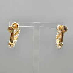 Faux Pearl Rope Earrings Clip On Hoop Classic Twist Screw Back Non-Pierced