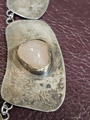 Vintage Mid-Century Modernist Sterling Silver & Pink Quartz Statement…