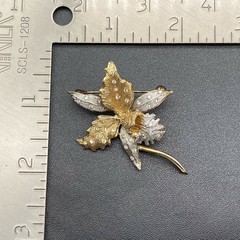 Vintage European Lily Flower 800 Continental Silver Rhinestones Pin Brooch