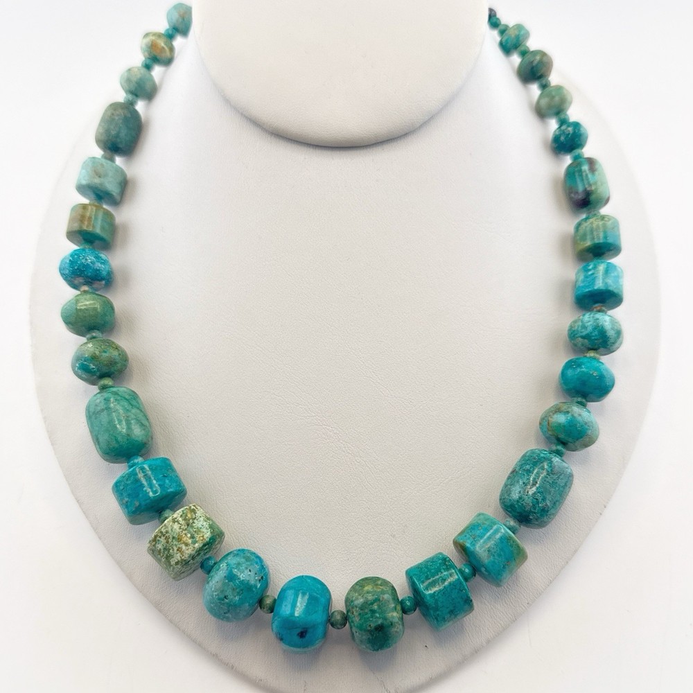 Jay King Necklace Turquoise Blue Carved Graduated Chunky Sterling Silver 925