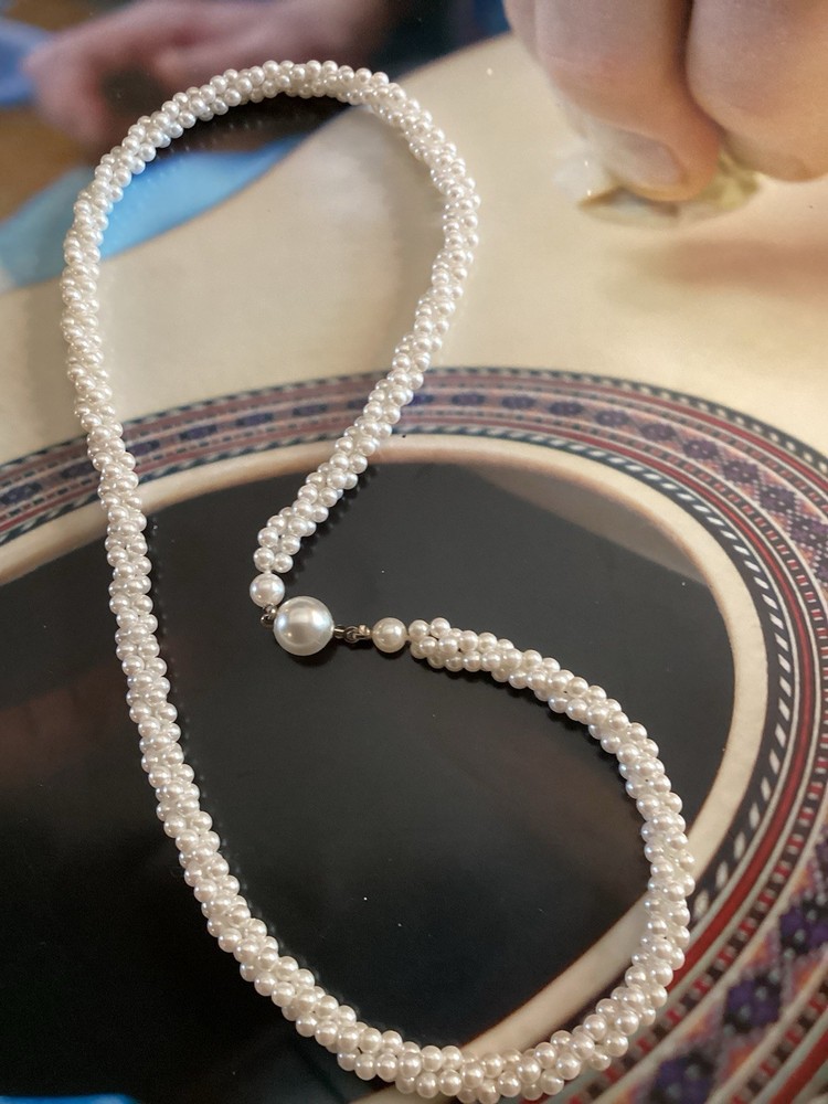 Vintage Twisted Three Strand Faux Pearl Necklace 19”