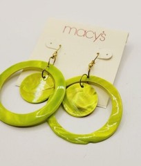 1980s Runway Green Pearlized Shell Earrings 2.5 in Vintage